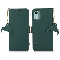 Leather Case Stands Flip Cover Holder A10D for Nokia C12 Plus Green