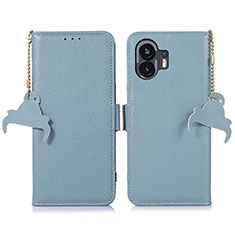 Leather Case Stands Flip Cover Holder A10D for Nothing Phone 2 Mint Blue