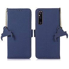 Leather Case Stands Flip Cover Holder A10D for Sony Xperia 1 V Blue