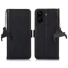 Leather Case Stands Flip Cover Holder A10D for Xiaomi Poco C65 Black