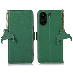 Leather Case Stands Flip Cover Holder A10D for Xiaomi Poco C65 Green