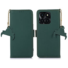 Leather Case Stands Flip Cover Holder A11D for Huawei Honor X8b Green