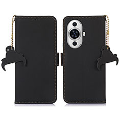 Leather Case Stands Flip Cover Holder A11D for Huawei Nova 11 Black