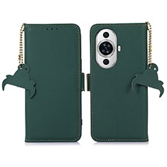 Leather Case Stands Flip Cover Holder A11D for Huawei Nova 11 Pro Green