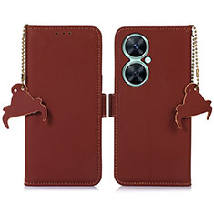 Leather Case Stands Flip Cover Holder A11D for Huawei Nova 11i Brown