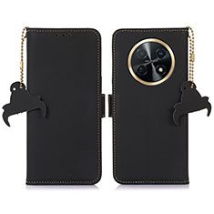 Leather Case Stands Flip Cover Holder A11D for Huawei Nova Y91 Black