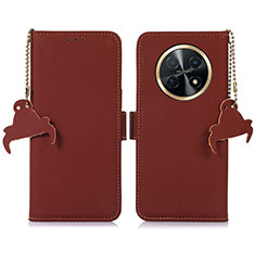 Leather Case Stands Flip Cover Holder A11D for Huawei Nova Y91 Brown