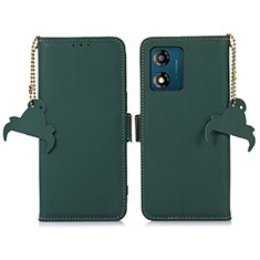 Leather Case Stands Flip Cover Holder A11D for Motorola Moto E13 Green