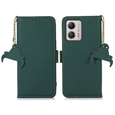 Leather Case Stands Flip Cover Holder A11D for Motorola Moto G53 5G Green