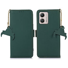 Leather Case Stands Flip Cover Holder A11D for Motorola Moto G53j 5G Green