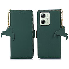 Leather Case Stands Flip Cover Holder A11D for Motorola Moto G54 5G Green