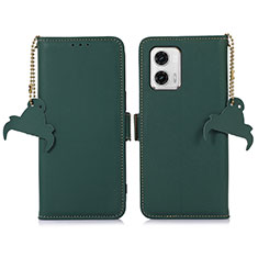 Leather Case Stands Flip Cover Holder A11D for Motorola Moto G73 5G Green