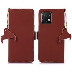 Leather Case Stands Flip Cover Holder A11D for Motorola Moto X40 5G Brown