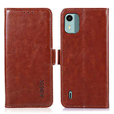 Leather Case Stands Flip Cover Holder A11D for Nokia C12 Pro Brown