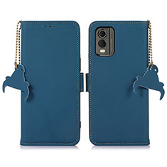 Leather Case Stands Flip Cover Holder A11D for Nokia C32 Blue