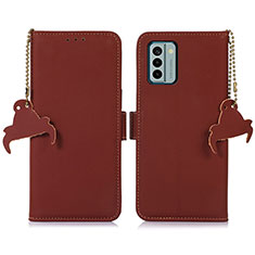 Leather Case Stands Flip Cover Holder A11D for Nokia G22 Brown