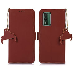 Leather Case Stands Flip Cover Holder A11D for Nokia XR21 Brown