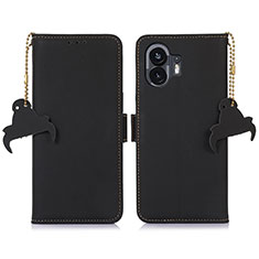 Leather Case Stands Flip Cover Holder A11D for Nothing Phone 2 Black