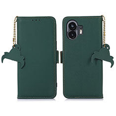 Leather Case Stands Flip Cover Holder A11D for Nothing Phone 2 Green