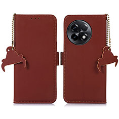 Leather Case Stands Flip Cover Holder A11D for OnePlus Ace 2 5G Brown