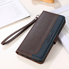 Leather Case Stands Flip Cover Holder A11D for Samsung Galaxy S21 5G Brown