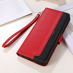 Leather Case Stands Flip Cover Holder A11D for Samsung Galaxy S24 Plus 5G Red