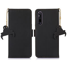 Leather Case Stands Flip Cover Holder A11D for Sony Xperia 1 V Black