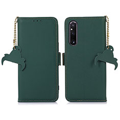 Leather Case Stands Flip Cover Holder A11D for Sony Xperia 1 V Green