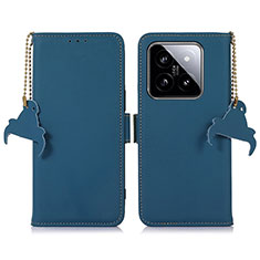 Leather Case Stands Flip Cover Holder A11D for Xiaomi Mi 14 5G Blue