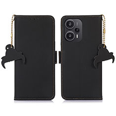 Leather Case Stands Flip Cover Holder A11D for Xiaomi Poco F5 5G Black