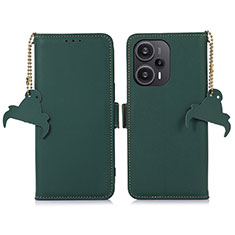 Leather Case Stands Flip Cover Holder A11D for Xiaomi Poco F5 5G Green