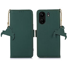 Leather Case Stands Flip Cover Holder A11D for Xiaomi Redmi 13C Green