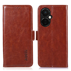 Leather Case Stands Flip Cover Holder A12D for Oppo K11x 5G Brown