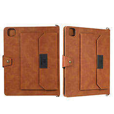 Leather Case Stands Flip Cover Holder AD1 for Apple iPad Pro 12.9 (2021) Brown