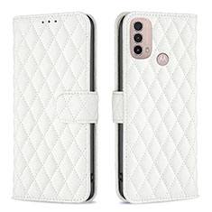 Leather Case Stands Flip Cover Holder B01F for Motorola Moto E20 White