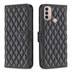Leather Case Stands Flip Cover Holder B01F for Motorola Moto E30 Black