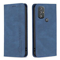 Leather Case Stands Flip Cover Holder B01F for Motorola Moto G Play (2023) Blue