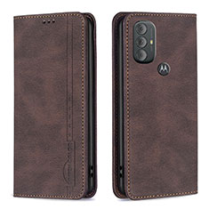 Leather Case Stands Flip Cover Holder B01F for Motorola Moto G Play (2023) Brown