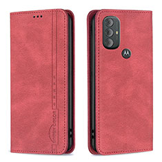 Leather Case Stands Flip Cover Holder B01F for Motorola Moto G Play (2023) Red