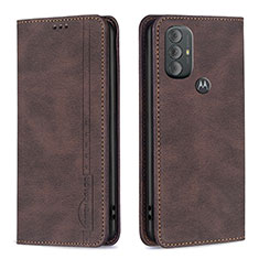 Leather Case Stands Flip Cover Holder B01F for Motorola Moto G Power (2022) Brown