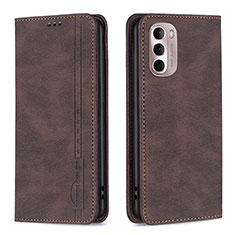 Leather Case Stands Flip Cover Holder B01F for Motorola Moto G Stylus (2022) 5G Brown