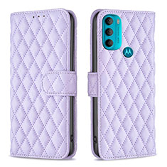 Leather Case Stands Flip Cover Holder B01F for Motorola Moto G71 5G Purple