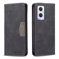 Leather Case Stands Flip Cover Holder B01F for OnePlus Nord N20 5G Black