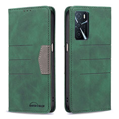 Leather Case Stands Flip Cover Holder B01F for Oppo A16s Green
