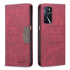 Leather Case Stands Flip Cover Holder B01F for Oppo A16s Red