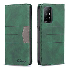 Leather Case Stands Flip Cover Holder B01F for Oppo A94 5G Green