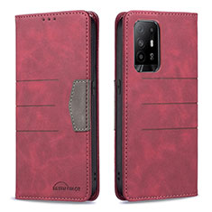 Leather Case Stands Flip Cover Holder B01F for Oppo A94 5G Red