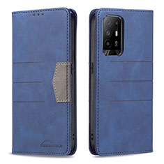 Leather Case Stands Flip Cover Holder B01F for Oppo F19 Pro+ Plus 5G Blue