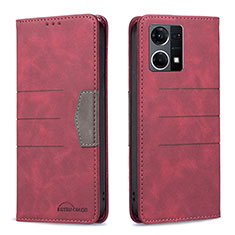 Leather Case Stands Flip Cover Holder B01F for Oppo F21 Pro 4G Red