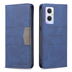 Leather Case Stands Flip Cover Holder B01F for Oppo F21 Pro 5G Blue